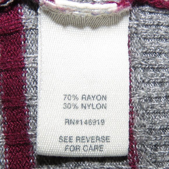 Mudd Women's Gray & Maroon Striped Long-Sleeve Open Cardigan Size M (C1308) - Picture 7 of 7